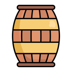 Oktoberfest Beer Barrel Linear Illustration