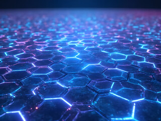 Neon Hexagon Grid Cyberpunk Seamless Pattern