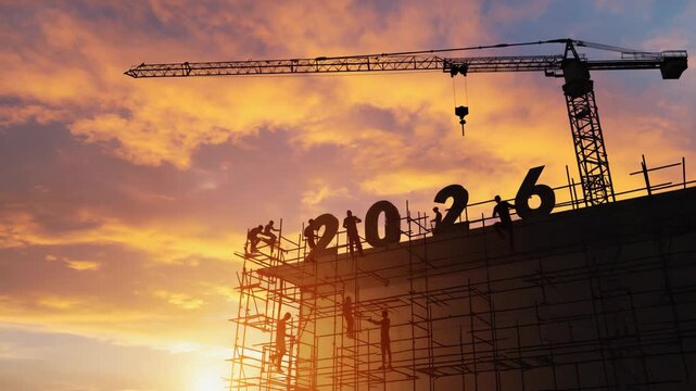 numbers 2026 construction site. Happy new year concept. celebration greeting card