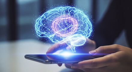 Artificial Intelligence Brain Hologram on Smartphone