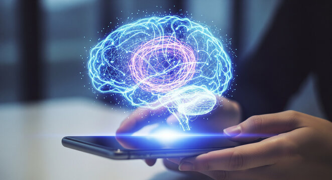 Artificial Intelligence Brain Hologram on Smartphone