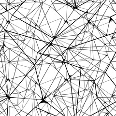 Geometric black and white line art seamless pattern. Hand drawn endless motif in watercolour and digital. Mixed media botanical design for textile, fabric, packaging, decoupage, prints, souvenirs.