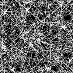 Geometric black and white line art seamless pattern. Hand drawn endless motif in watercolour and digital. Mixed media botanical design for textile, fabric, packaging, decoupage, prints, souvenirs.