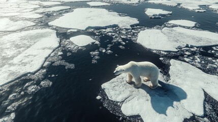 Polar bear on a fractured ice floe