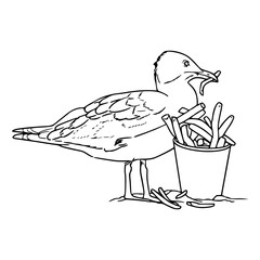 seagull stealing French fries