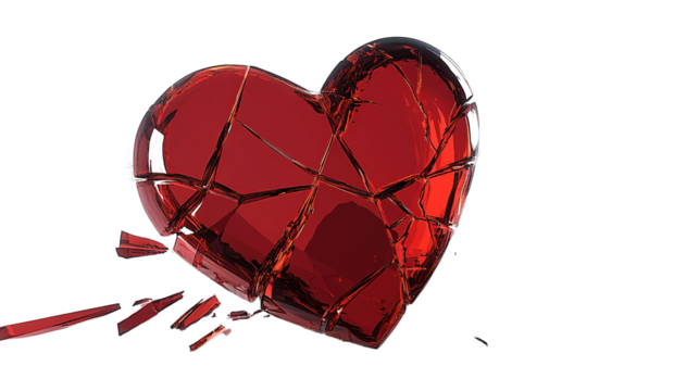 broken heart with broken glass
