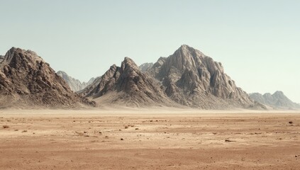 Fototapeta premium Desert Landscape with Majestic Mountains and Vast Open Space.