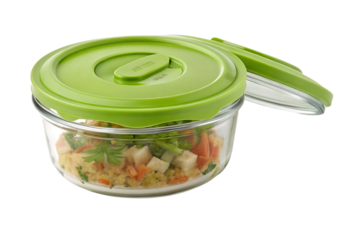 Green lid glass food container durable design