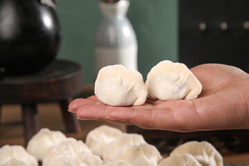 Making Traditional Spanish Mackerel Seafood Dumplings by Hand in Kitchen