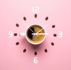 ホットコーヒーと珈琲豆の壁掛け時計 generative ai