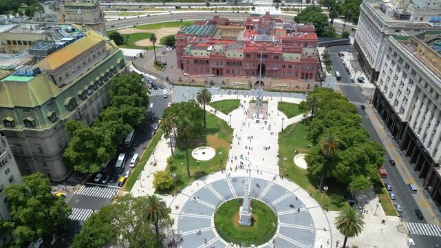 Aerial View of Plaza de Mayo and Casa Rosada in Buenos Aires Argentina