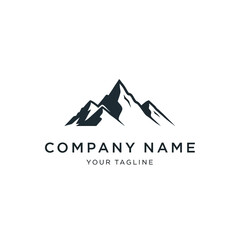Simple mountain range logo design with brand name and tagline.