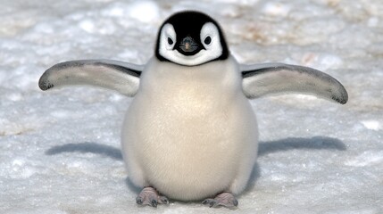 Fototapeta premium Cute and Adorable Baby Penguin on Snowy White Landscape