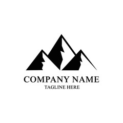 Simple mountain range logo design with brand name and tagline.