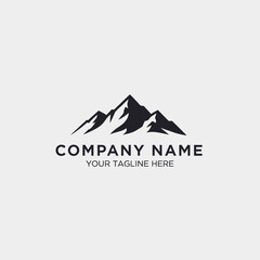 Mountain logo design with overlapping lines forming peaks, with space for company name and tagline.