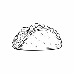 Taco hand drawn outline doodle icon. Traditional mexican fast food - taco vector sketch illustration for print, web, mobile and infographics isolated on white background.