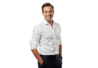 Man in white shirt isolated on transparent background