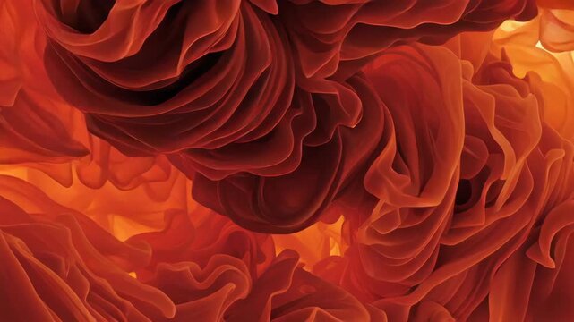 Flames rising on mirror in dark backdrop concept. The image displays vibrant orange and red hues with swirling patterns resembling fire.