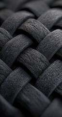 Detailed Close Up of Dark Woven Material Texture Abstract Pattern.
