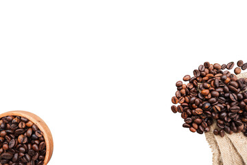 frame made of coffee beans on a white background