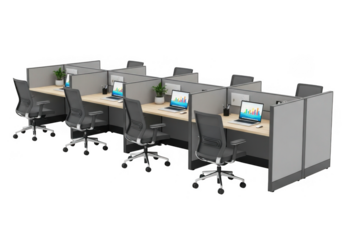 Modern office cubicles isolated on transparent background