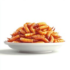 Delicious Plate of Bright Orange Cooked Insects Ready to Eat