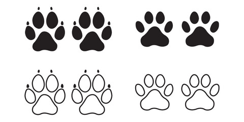 Fototapeta premium Pet paw . footprints Pet paw, Heart with pet paw print dog cat icon. footprints Pet paw, Heart with pet paw, print dog cat icon, vector illustration.