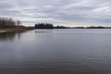 Astotin Lake on a Cloudy Autumn Day