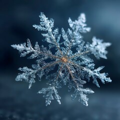 Intricate Snowflake Pattern on a Cold Winter’s Day Close Up