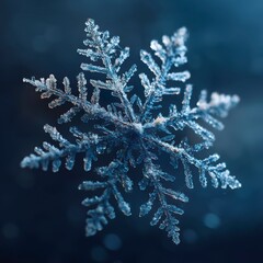 Beautifully Detailed Snowflake on Dark Frosted Background