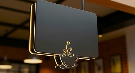 Modern Glowing Coffee Shop Signage Mockup