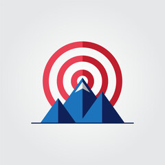 target and mountains illustration with flat design concept