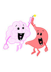 brain and gut cute brain character icon cartoon style