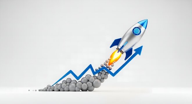 Rocket Launching on Growth Chart | Business Success