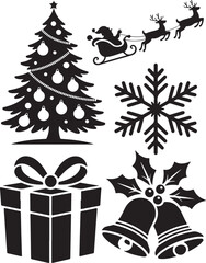 Festive Christmas icons celebrate holiday cheer and winter magic