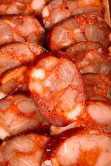 Homemade Sichuan Spicy Pork Sausage Slices Made by Farmers with Traditional Smoke Curing Methods