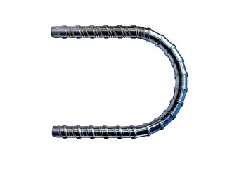 3D illustration of circle reinforcements steel TMT bar close up. ,silver isolated on transparent or white background