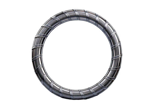 3D illustration of circle reinforcements steel TMT bar close up. ,silver isolated on transparent or white background