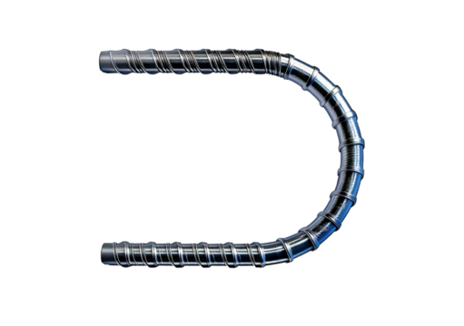 3D illustration of circle reinforcements steel TMT bar close up. ,silver isolated on transparent or white background