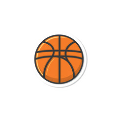 Illustration of a basketball with black lines on an orange background.