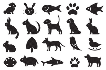 Set of diverse animal silhouettes, perfect for various design and illustration projects