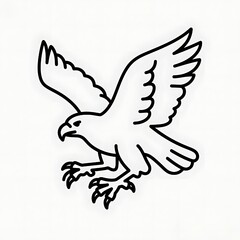 Obraz premium Flat black & white outline of a harpy in flight with claws extended