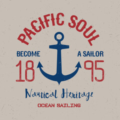 Nautical Anchor Graphic: Pacific Soul Become a Sailor 95 Ocean Sailing Heritage.