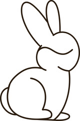 Simple black line drawing of a rabbit turning its back.