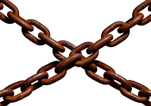 Rusty chain isolated on transparent or white background
