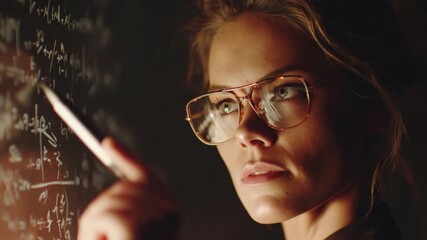 Intelligent Enigma: A striking individual in spectacles contemplates the secrets of scientific discovery, highlighting the pursuit of knowledge and the captivating allure of the unknown.