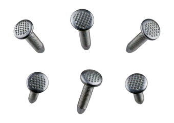 Set of metal nail head isolated on transparent or white background