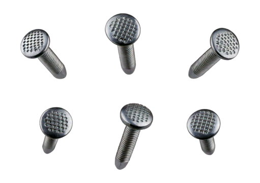 Set of metal nail head isolated on transparent or white background