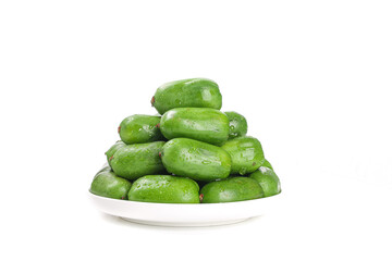 Fresh Mini Kiwi Fruits with Water Droplets on White Plate - Healthy Organic Food Photography
