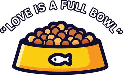 Illustration of a bowl full of cat food 